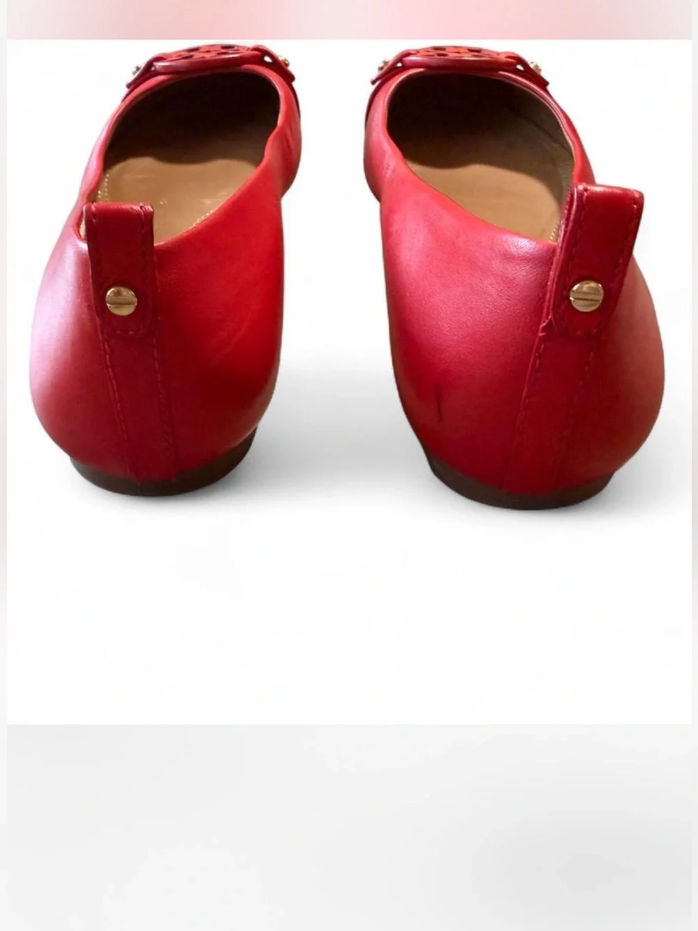 Tory Burch Gabriel Exotic Red-Orange Leather Ballet Flats Size 7